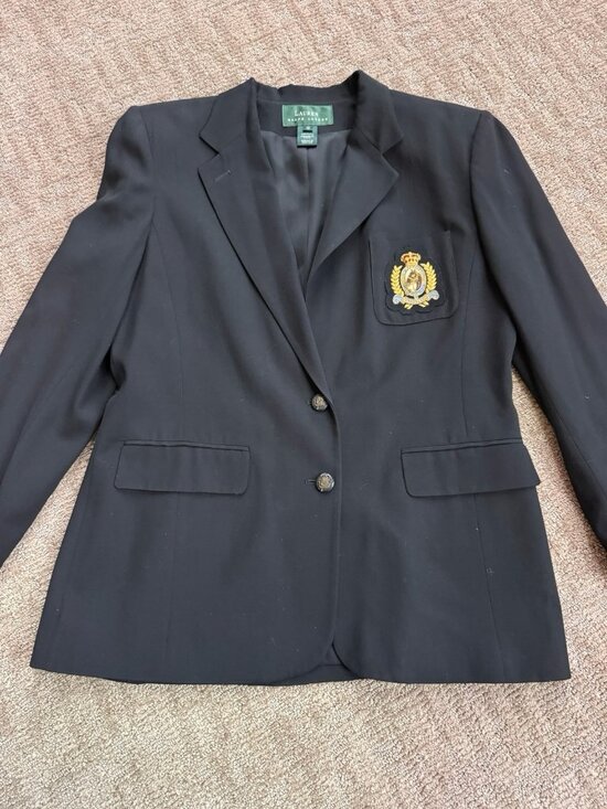 Lauren Ralph Lauren Jackets & Blazers - VTG Lauren Ralph Lauren Wool Blazer Crest Logo Gold Buttons Fully Lined Black 12